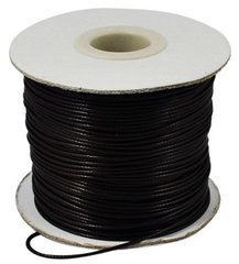 Хлопковый шнур, черный, с оплеткой для плетения браслетов Шамбала, 0.8 mm