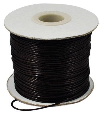 Бавовняний шнур, чорний, з покриттям для плетіння браслетів Шамбала, 0.8 mm