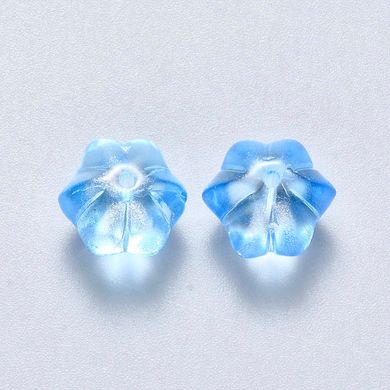 Намистини скляні, у формі квітки, блакитний