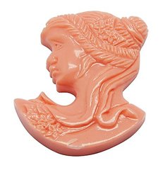Кабошон из синтетической бирюзы, розовый, в форме девушки, 30х38 mm
