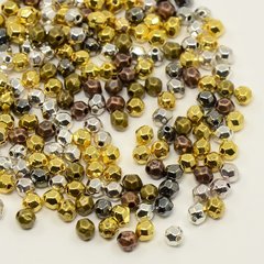 Грановані овальні металеві литі намистини, різних кольорів, 4x3,5 мм
