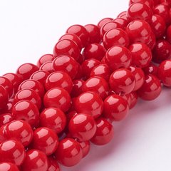 Машанский жадеит, бусины из жадеита, круглые, красные, d=8 мм