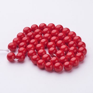 Машанський жадеїт, намистини із жадеїту, круглі, червоні, d=8 мм