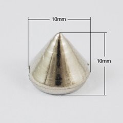 Шипы металлизированные, конические, цвета никеля, 10х10 mm
