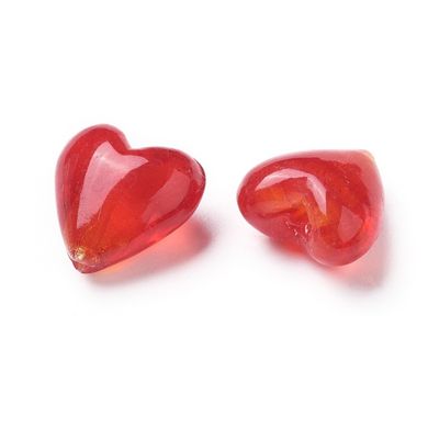 Бусины Лэмпворк, в форме сердца, красные, 20х20 mm