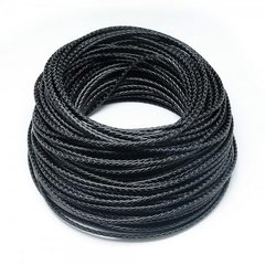 Шнур кожаный, плетеный, черный, 3 mm
