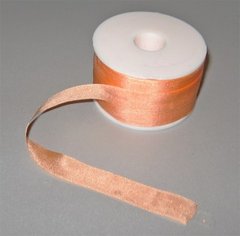 Стрічка для вишивання, натуральний шовк, помаранчева, 13 мм