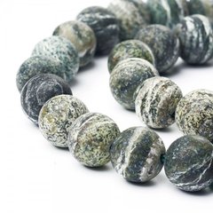 Срібляста яшма, намистини з натурального каменю, матові, круглі, діам 10 мм
