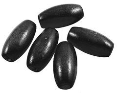 Бусины деревянные, черные, в форме рисового зерна, 8х12 mm