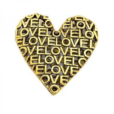 Кулон металлический, серебристый, в форме сердца с надписью LOVE, 53х52 mm