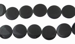Перламутр, намистини натуральні, круглі плоскі, чорні, d=25 mm