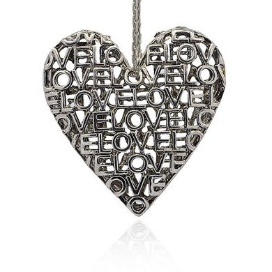 Кулон металлический, серебристый, в форме сердца, 53х52 mm