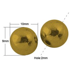 Бусины золотистые, литые, круглые, d=10 mm