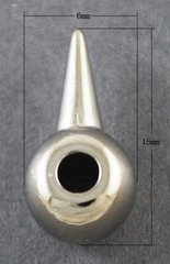 Намистини металізовані у формі шипа, кольору нікелю, довжина 15 mm