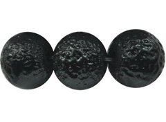 Бусины стеклянные, жатый жемчуг, кругые, черные, d=10 мм