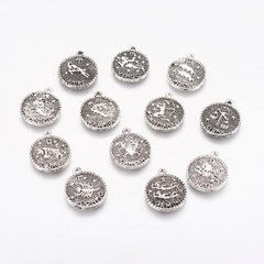 Кулони металеві у вигляді знаків Зодіаку, сріблясті, діам 16 мм