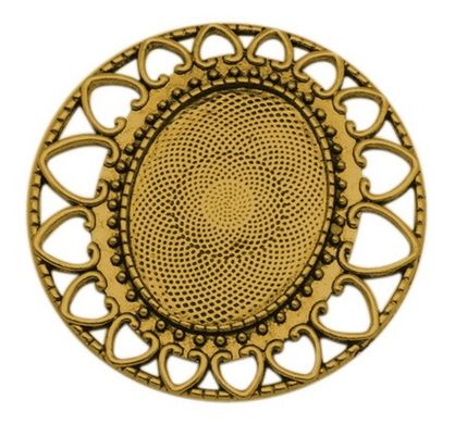Кулон золотистий, основа під кабошон розміром 40х30 мм, круглий, d=63 мм
