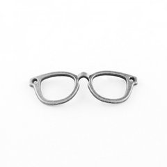 Кулон металлический литой, серебристый, очки, 20х55х3 mm