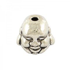 Намистини сріблясті, литі, у формі голови Будди, 10х10 mm