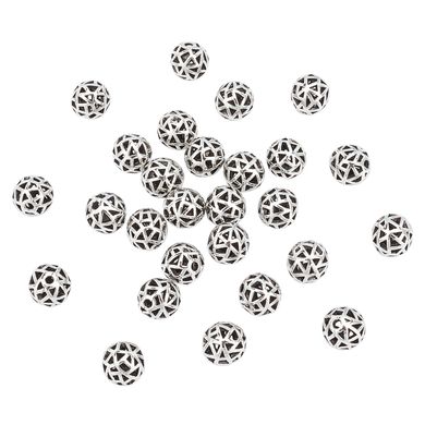 Бусины металлические, литые, в форме шара, с геометрическим узором, d=12 мм