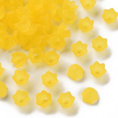Намистини з акрілу в формі квітки, жовті, матові, діам 10 мм