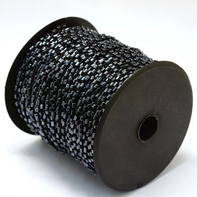 Шнур бисерный на черной нити, бисер гематитовый цилиндрический