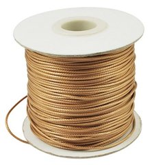 Шнур бавовняний, з покриттям, золотистий, для плетіння браслетів Шамбала, 1 mm