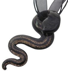 Кулон Лемпворк, у формі змії, чорний, 63х25 mm