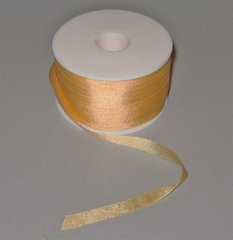 Стрічка для вишивання, натуральний шовк, персикова, 7 мм