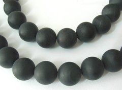 Агат, бусины из натурального камня, черные, матовые, d=10 mm