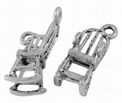 Кулон металевий, сріблястий, крісло-гойдалка, 22х9 mm