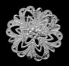 Основа под кольцо филигранная, в виде цветка, серебристая, d=18 mm